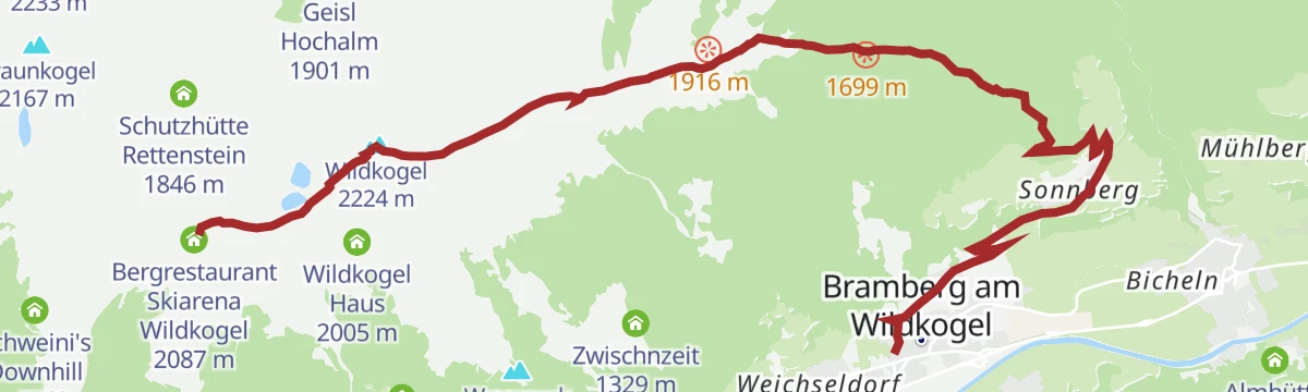 Route map: Neukirchen: Wildkogel und Filzenhöhe